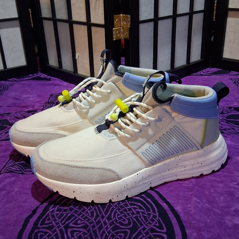 Hey Dude Sirocco Mid Sport Trek Sneakers Gray/Light Blue Womens Size 7 Brand New